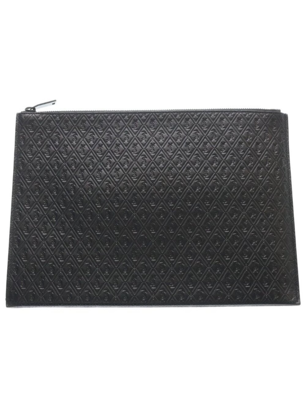 Saint Laurent Paris YSL Monogram Clutch Black Leather Silver